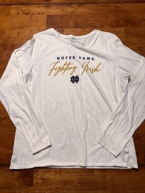 Fall Rush Womens L White Easy Fit Super Soft Long Sleeve Notre Dame Shirt